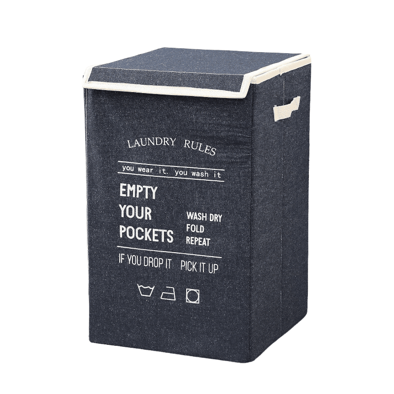 85L Collapsible Laundry Basket with Lid Modern Laundry Hamper with Lid - Dark Blue