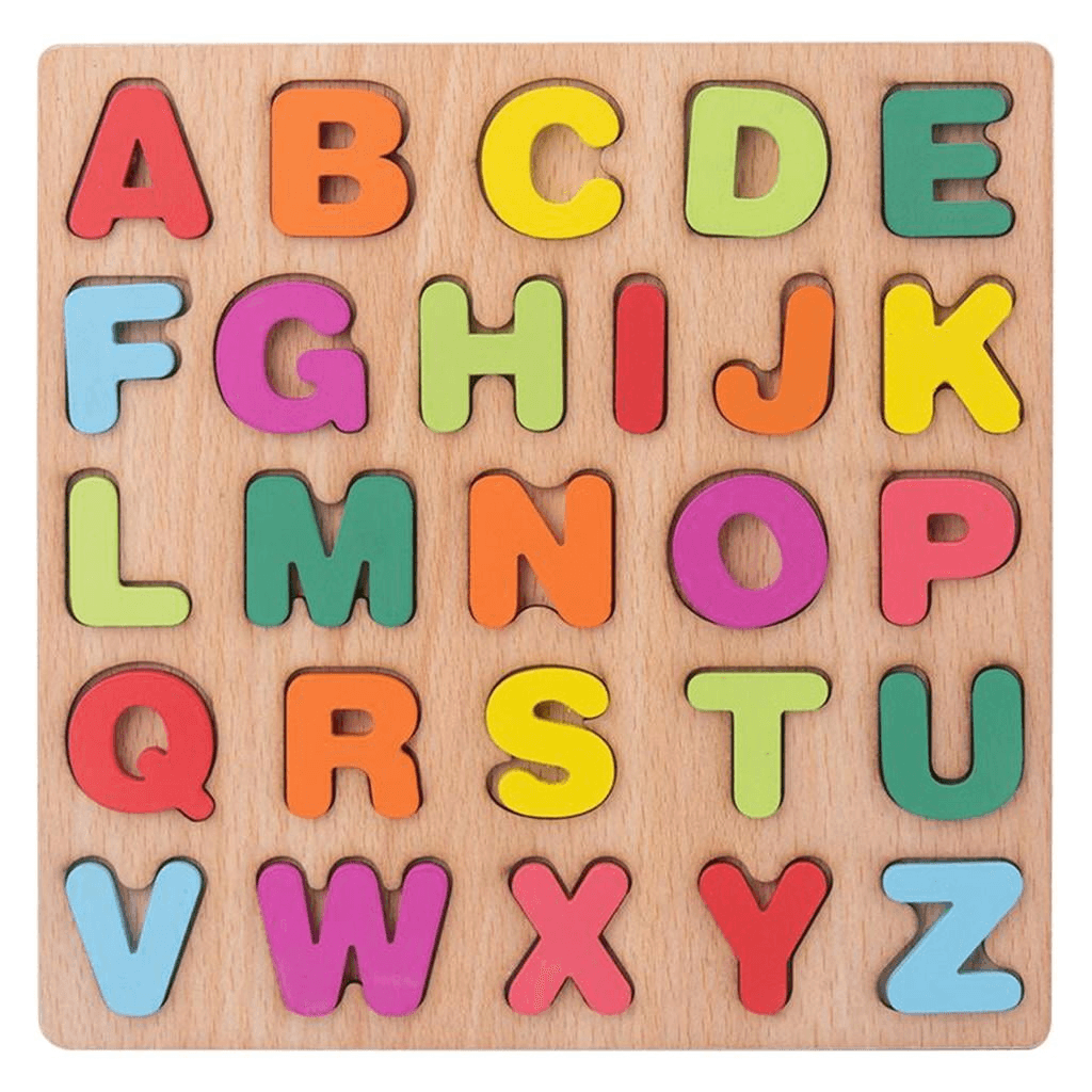 Wooden Board Alphabet Number Kids Montessori 3D Learning Puzzle Shaped Cognitive Board Toys.