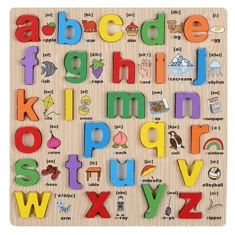 3D Wooden Puzzles with Pictures. (Lower and Upper case)