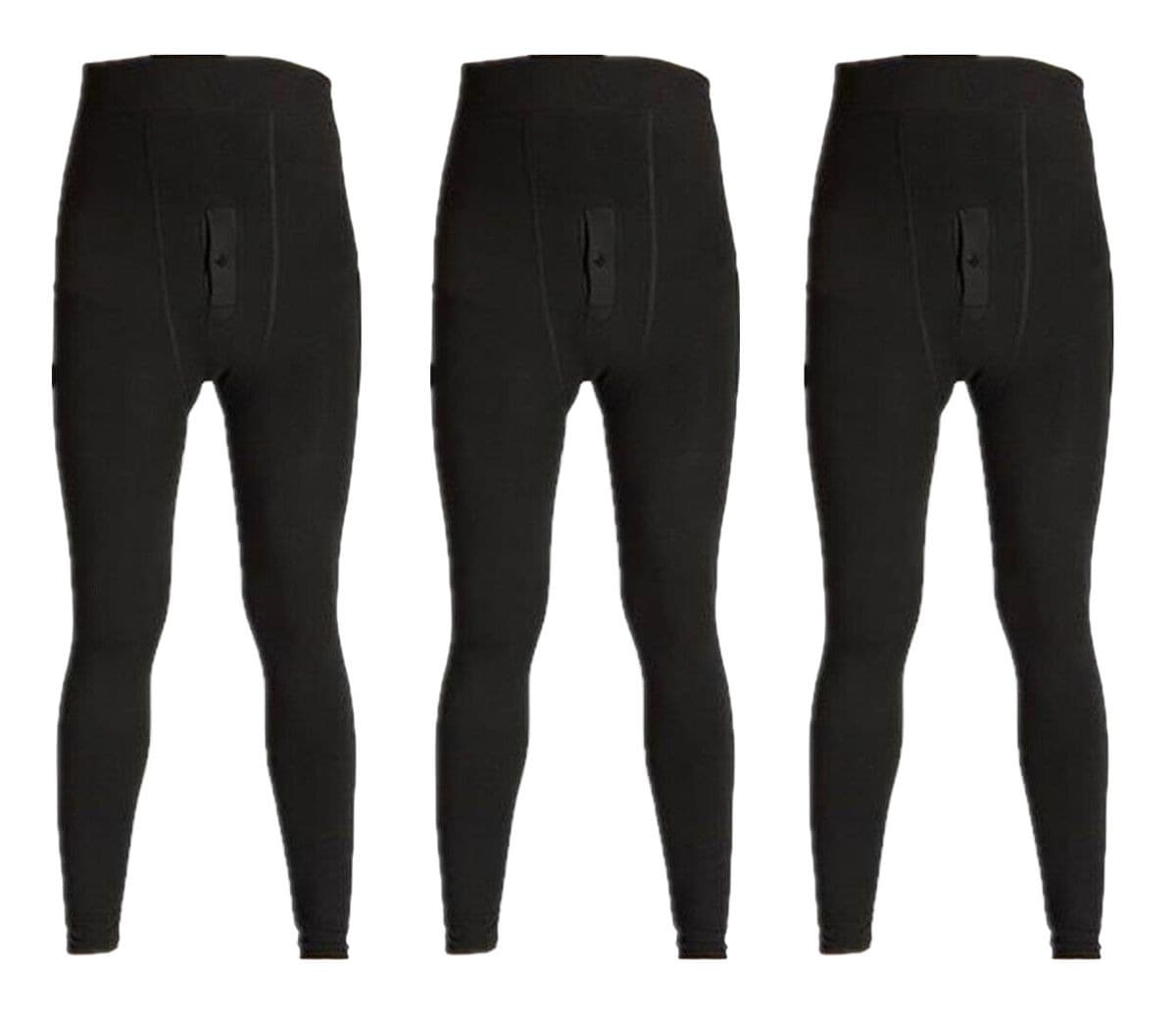 Men's Thermal Fur Lined High Waist Winter Underwear Pants - 3 Pack