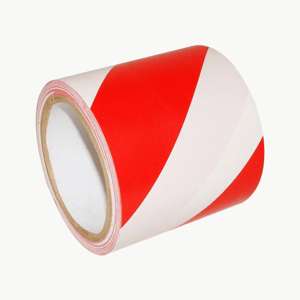Red and White Stripe PVC Self Adhesive Caution Tape for Floor. (48mm*25m)