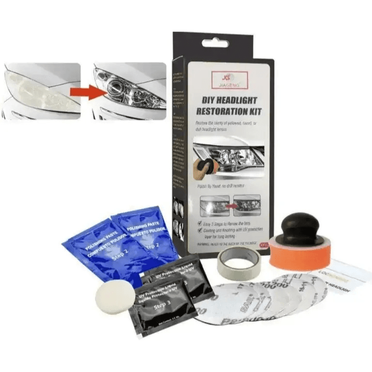 Restoration and De-fogging kit for Car Headlights.
