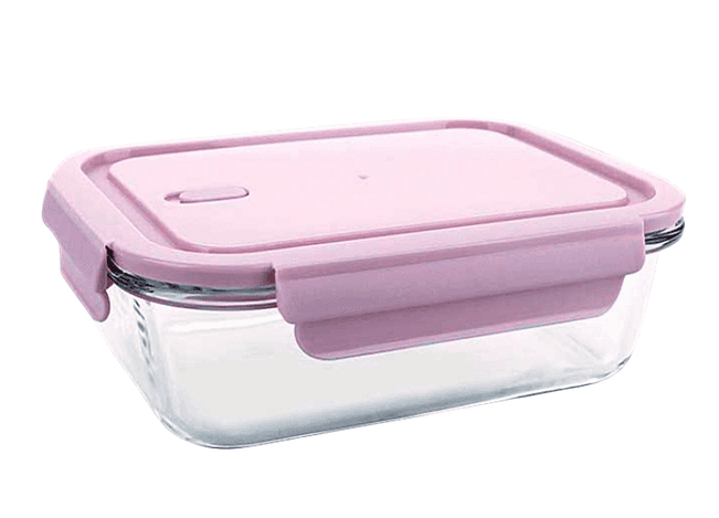 Glass Food Storage Container -pink-680