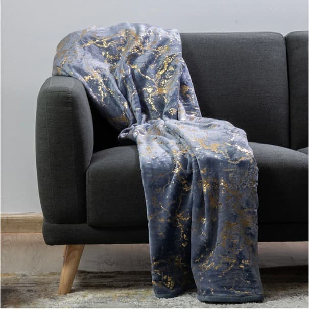 Metalic Plush Throw - Grey