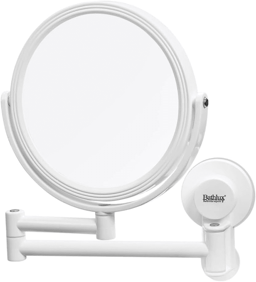 Rotatable Wall Mounted Makeup Mirror Dual-Arm Extendable with Strong Suction Cup.