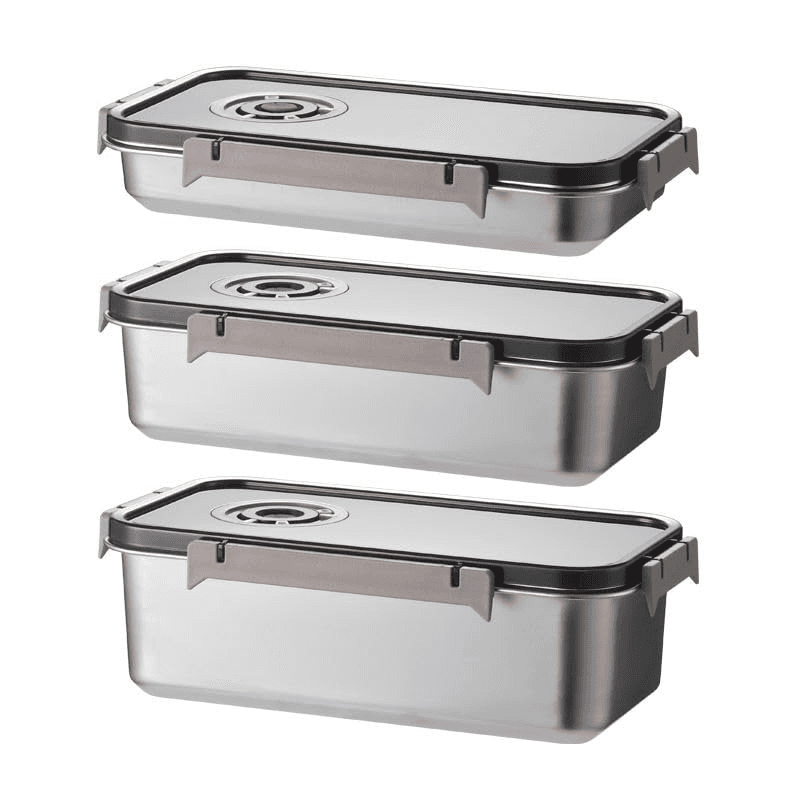 3-Piece Stainless Steel Food Storage Container Set.