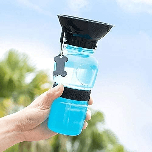 Dog Travel Water Bottle with Sipper Bowl .