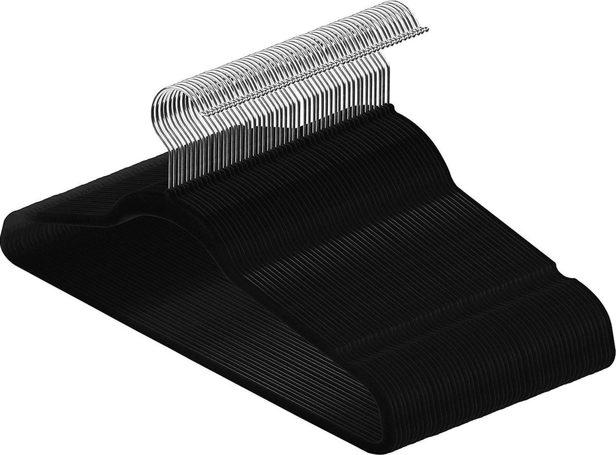 Black Hangers Velvet Hangers Non-Slip Clothes Hangers - 50 Pack