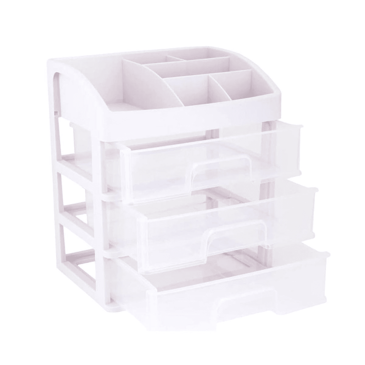 White Tabletop Makeup Organiser With Drawer And Lipstick Slot Cosmetic.
