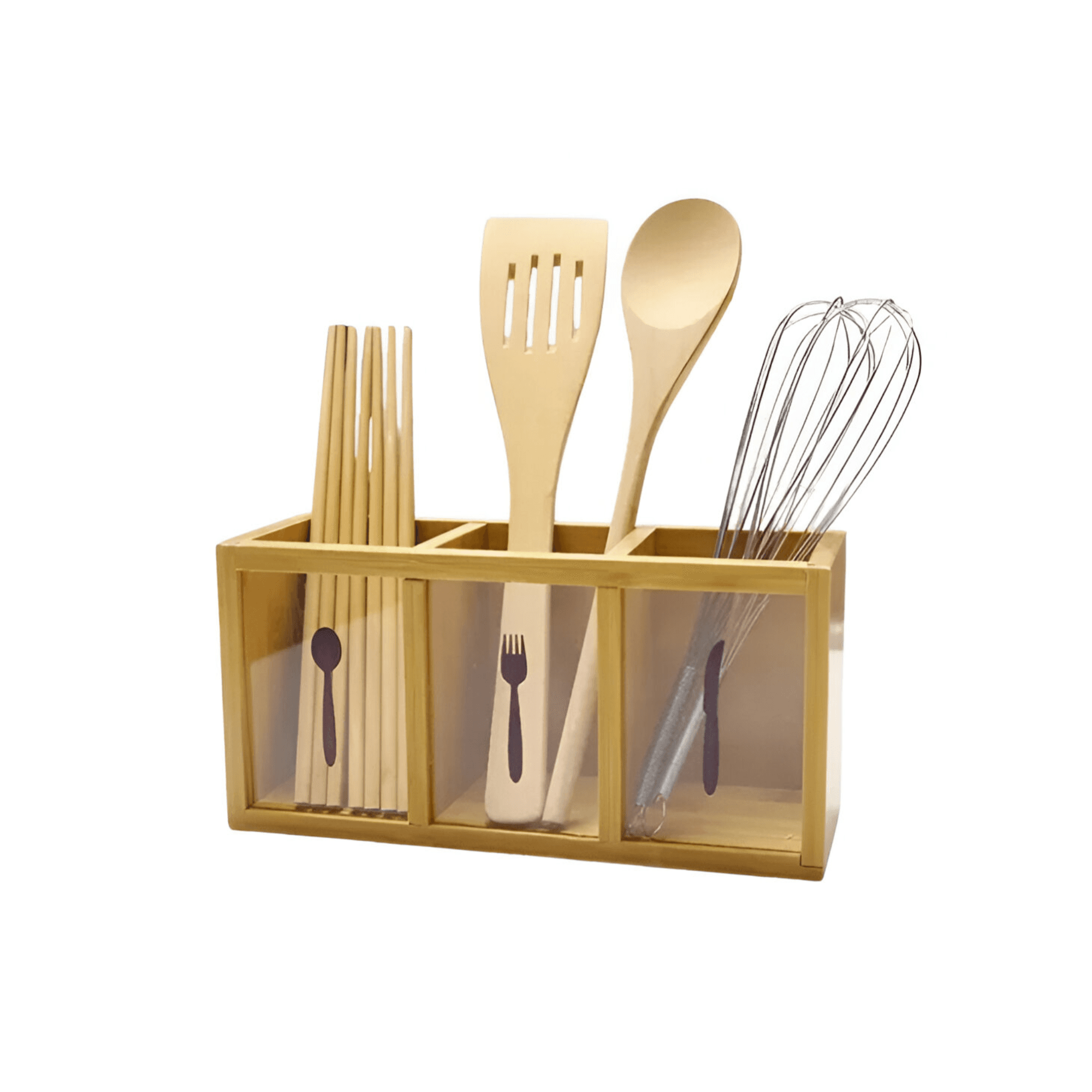 Bamboo Utensil Holder for Spoons/Knives/Forks