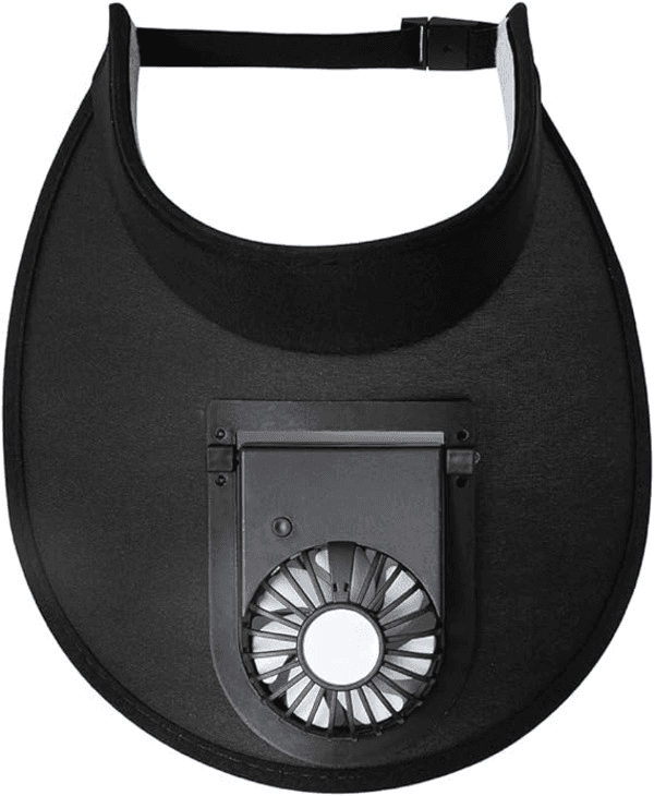 USB Fan Visor Hat, Large Brim Protection Fan Sun Hat for Traveling - Black.
