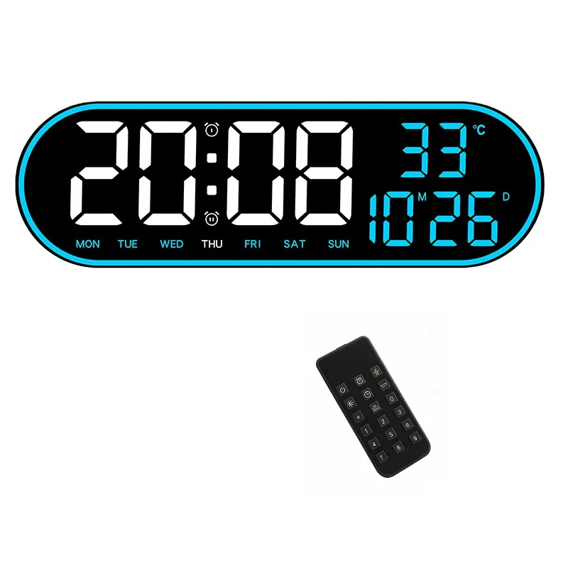 Multifunctional Digital LED Clock With Adjustable Brightness - Blue