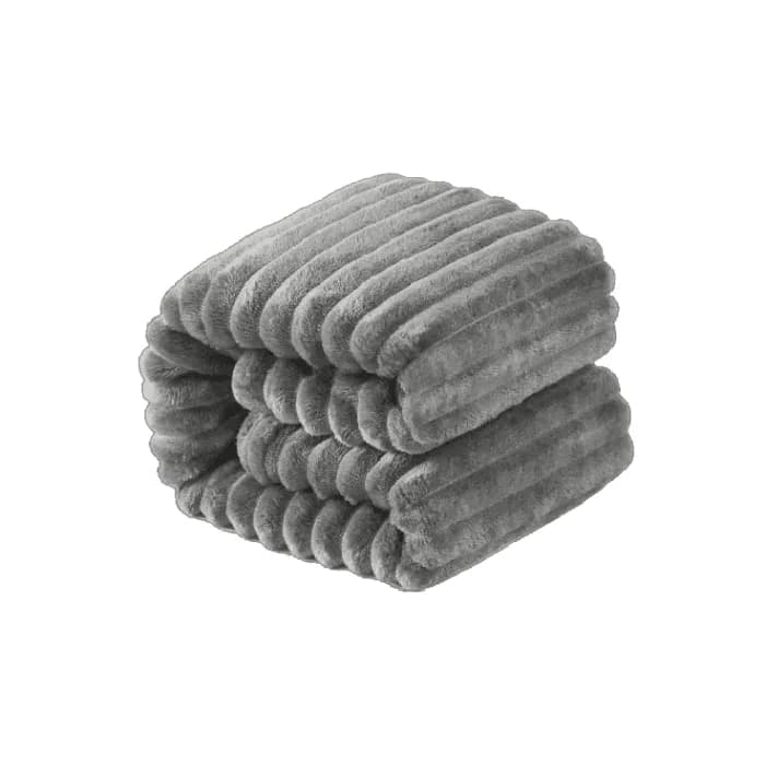 Rush Fabric Quality Cover Sofa/Bed Throw Blanket - light Grey
