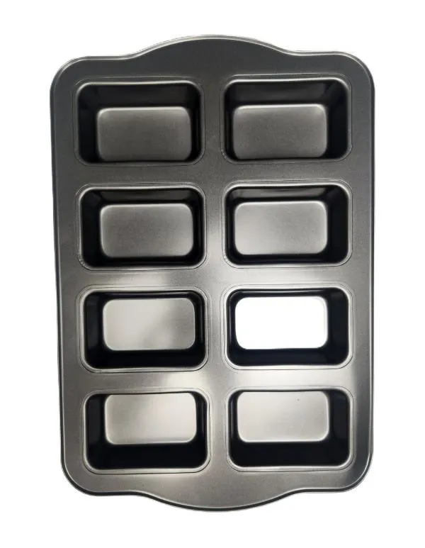 2 Pack 8-Mini loaf Pans Loaf Tin Cake Pan Non Stick Carbon Steel Baking
