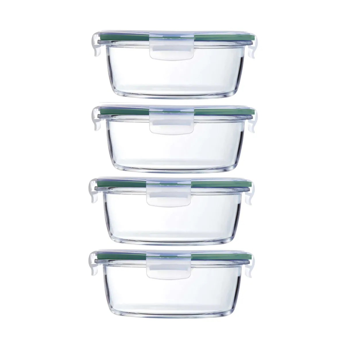 710ml Heat-Resistant Glass Round Food Containers - 4 Pack