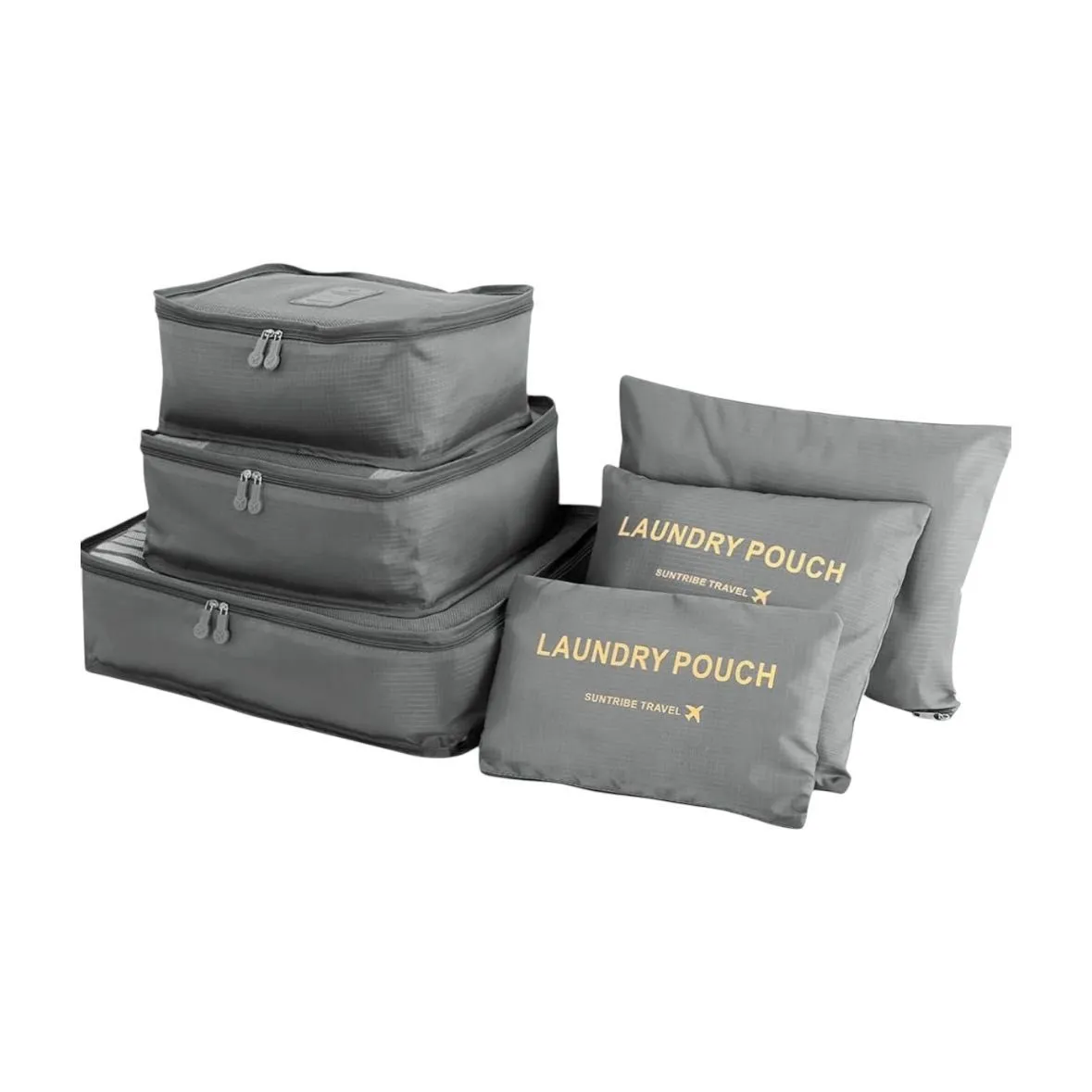 Luggage Packing Organizer Travel Organizer with Double Zipper - Grey