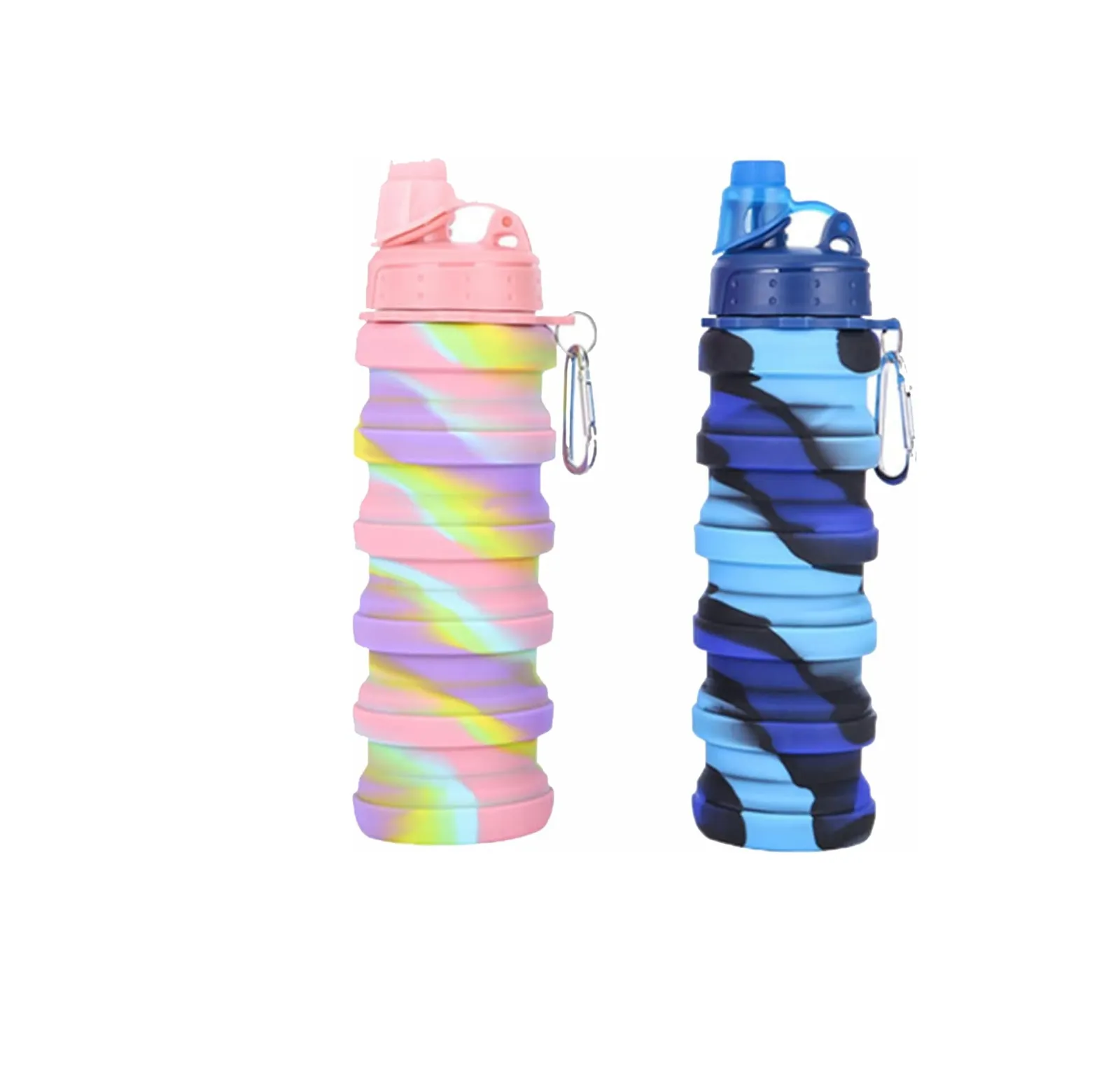 2Pcs Silicone Collapsible Water Bottle