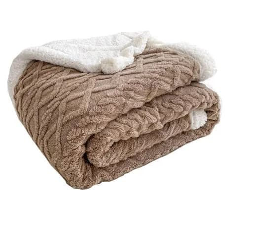 Pet Warm Soft & Thick Flannel Fluffy Throw Dog Fleece Blanket - 100cm - Brown
