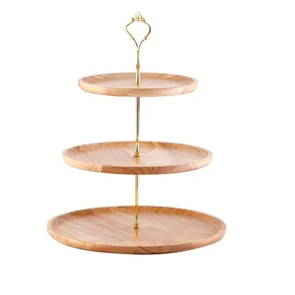 Multifunctional 3 Tier Bamboo serving Fruits & Cake Stand