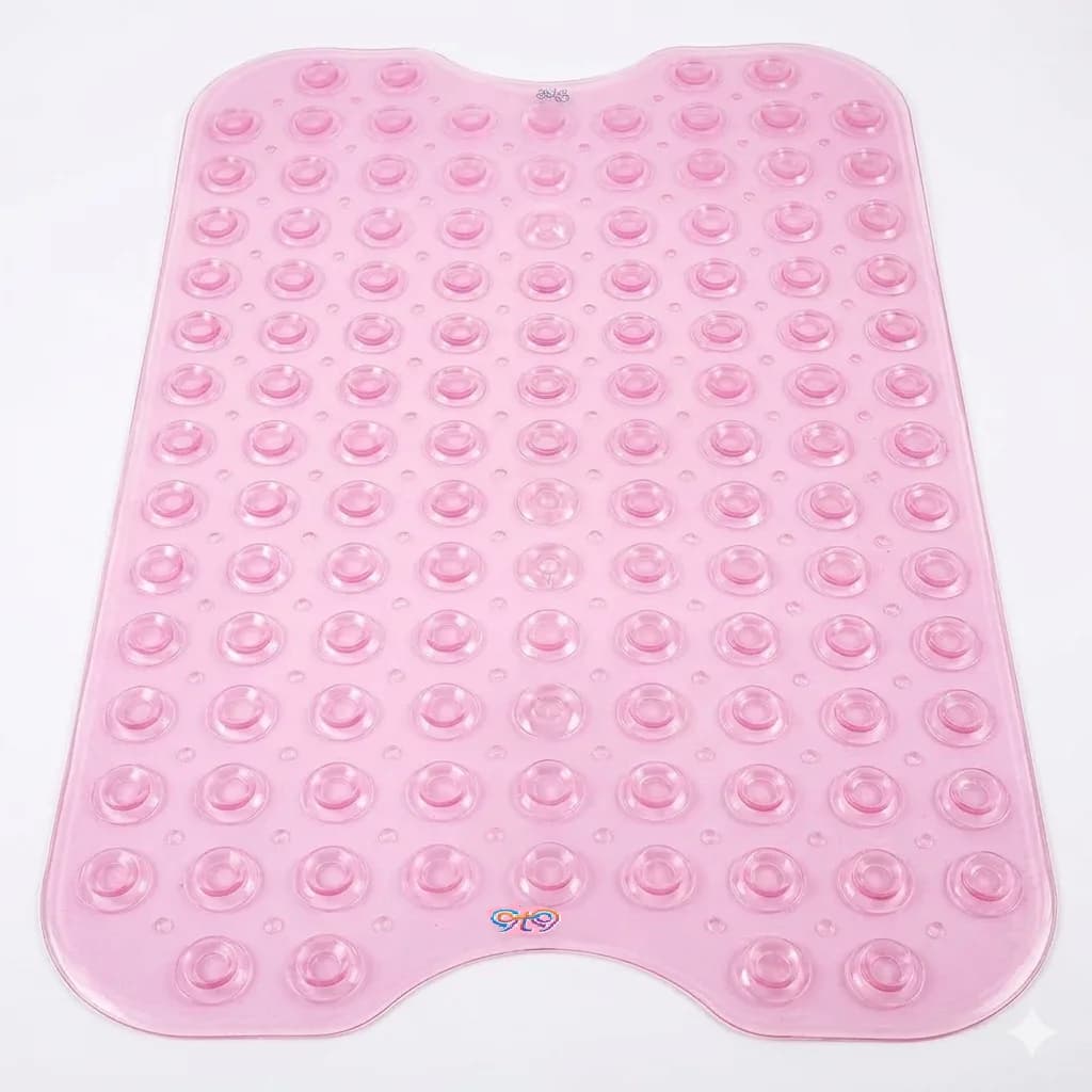 Pink Non-Slip Bath Mat with Suction Cups