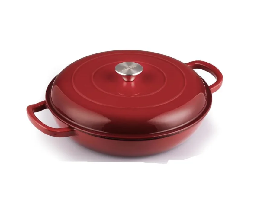 30CM Cast Iron Shallow Casserole Red