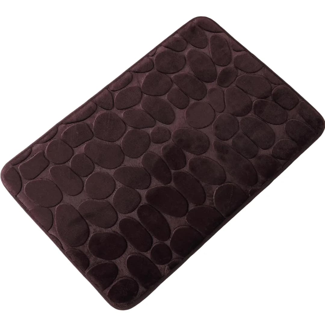Stone Pattern Bath Mat Set in Dark Brown