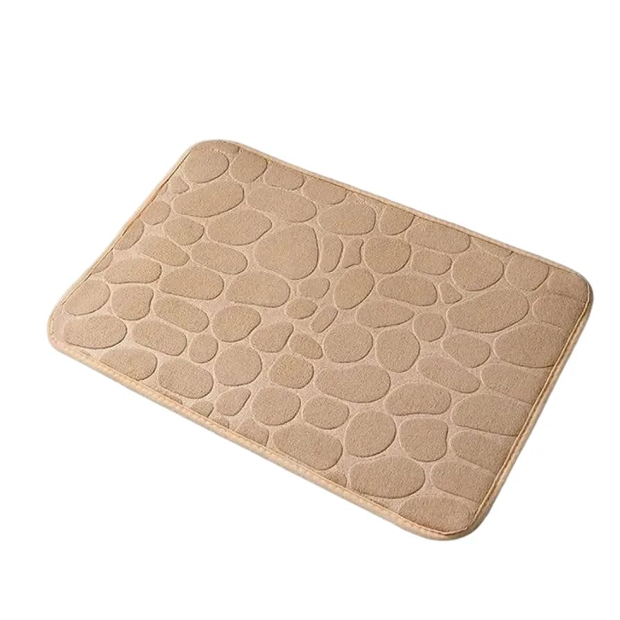 Stone Pattern Bath Mat Set – 2-Piece Pale Non-Slip