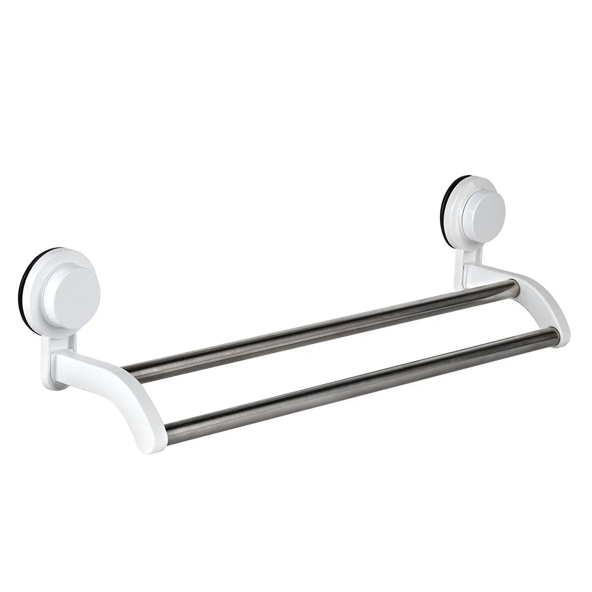 Double Rail Towel Holder Rack With Suction Cups - White